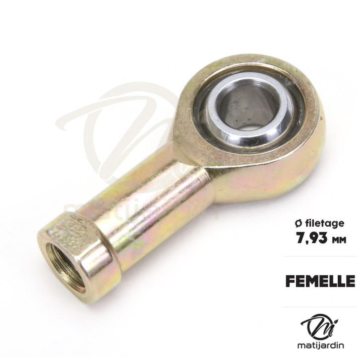 Rotule femelle de direction pour tondeuses autoportées. Filetage Ø 7,93 mm. Rotule Ø 7,93 mm