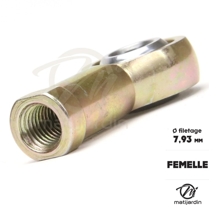 Rotule femelle de direction pour tondeuses autoportées. Filetage Ø 7,93 mm. Rotule Ø 7,93 mm