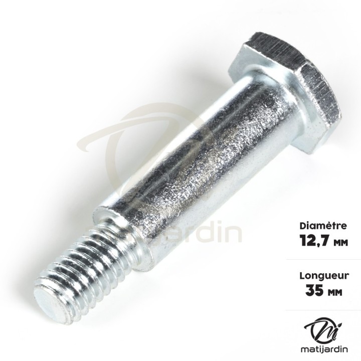 Axe de roue tondeuse. Diamètre 12,7 mm. Longueur 35 mm