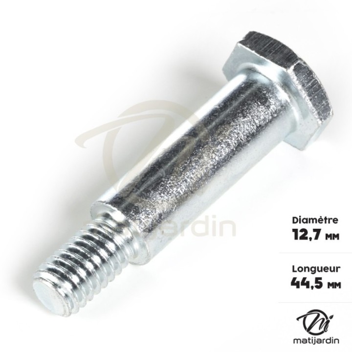 Axe de roue tondeuse. DIamètre 12,7 mm. Longueur 44,5 mm