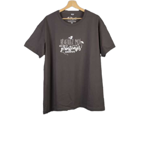 T-shirt taille L. Coloris gris. Réveillez moi dès que le printemps arrive