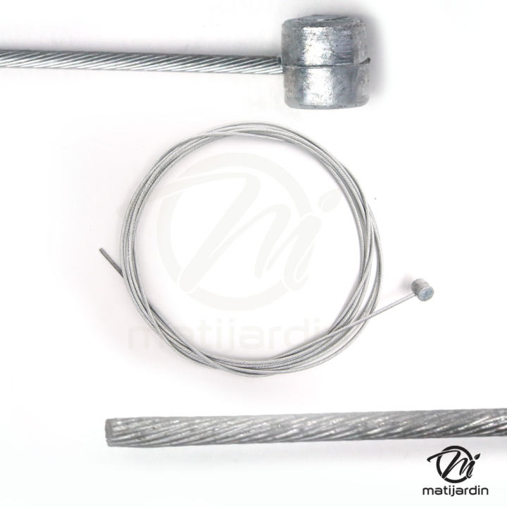 Câble souple, corde à piano.Diamètre 2 mm. Longueur 2,5 m. Tête 9 x 9 mm