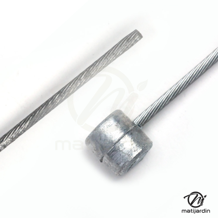 Câble souple, corde à piano.Diamètre 2 mm. Longueur 2,5 m. Tête 9 x 9 mm