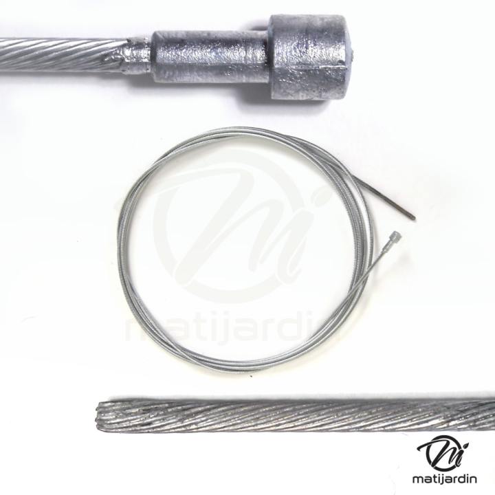 Câble souple, corde à piano. Diamètre 2,5 mm. Longueur 2,5 m. Tête 6,5 x 6,5 mm