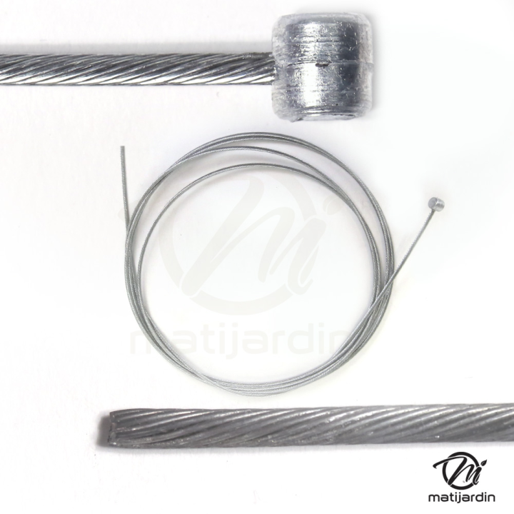 Câble souple, corde à piano. Diamètre 2,5 mm. Longueur 2,5 m. Tête 7,1 x 7,1 mm