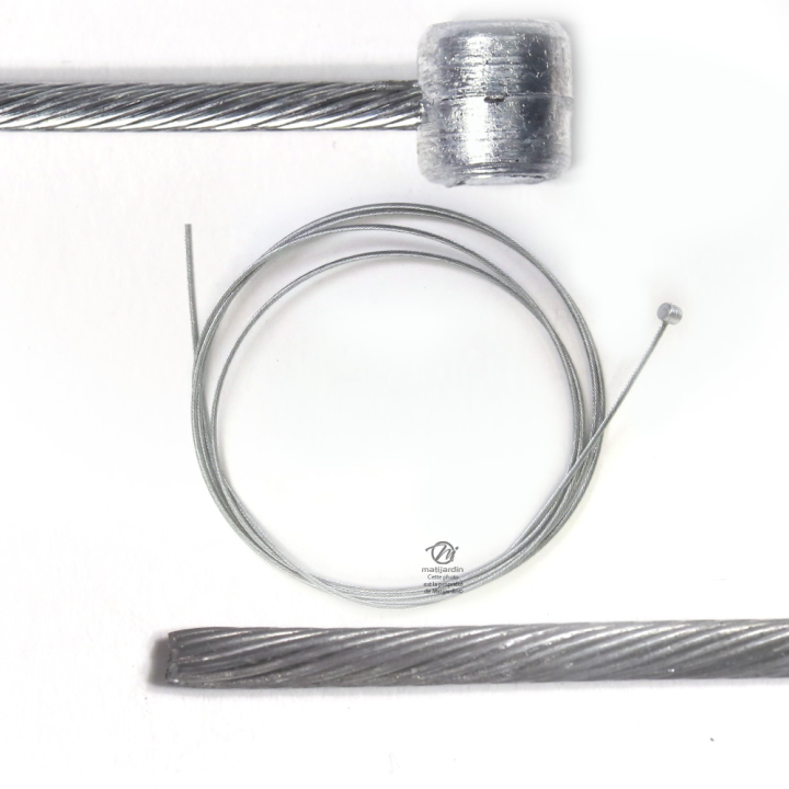 Câble souple, corde à piano. Diamètre 2,5 mm. Longueur 2,5 m. Tête 7,1 x 7,1 mm