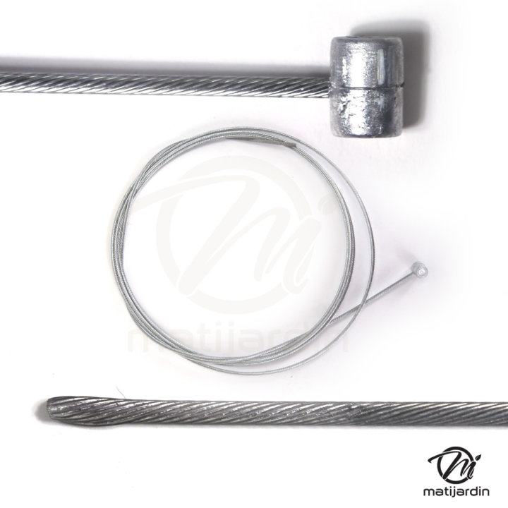 Câble souple, corde à piano. Diamètre 2,5 mm. L : 2,5 m.  Tête 9 x 10 mm