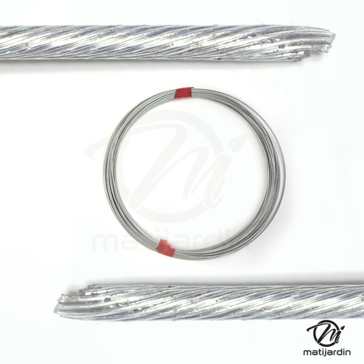 Câble souple, corde à piano. Diamètre : 2 mm. Rouleau 25 m