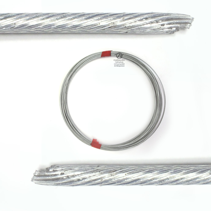 Câble souple, corde à piano. Diamètre : 2 mm. Rouleau 25 m