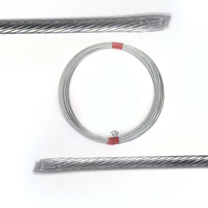 Câble souple, corde à piano. Diamètre : 2,5 mm. Rouleau 25 m