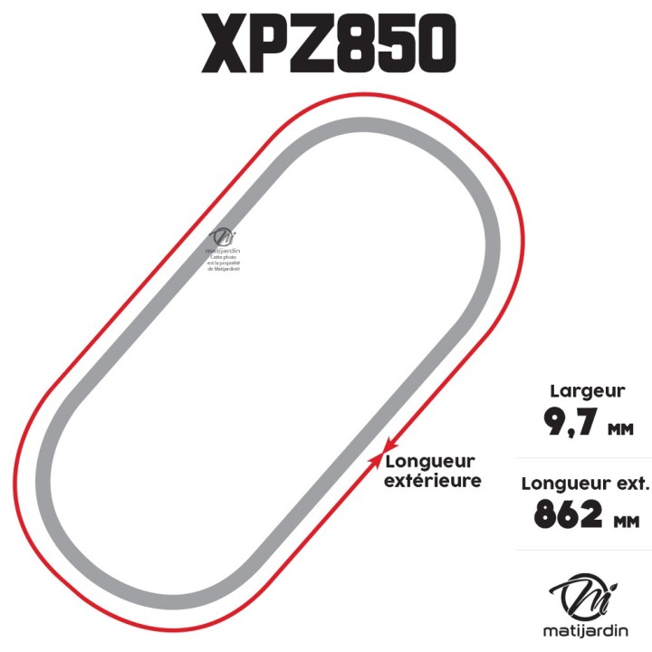 Courroie tondeuse Trapézoïdale Crantée XPZ850 - 9,7 mm x 862 mm
