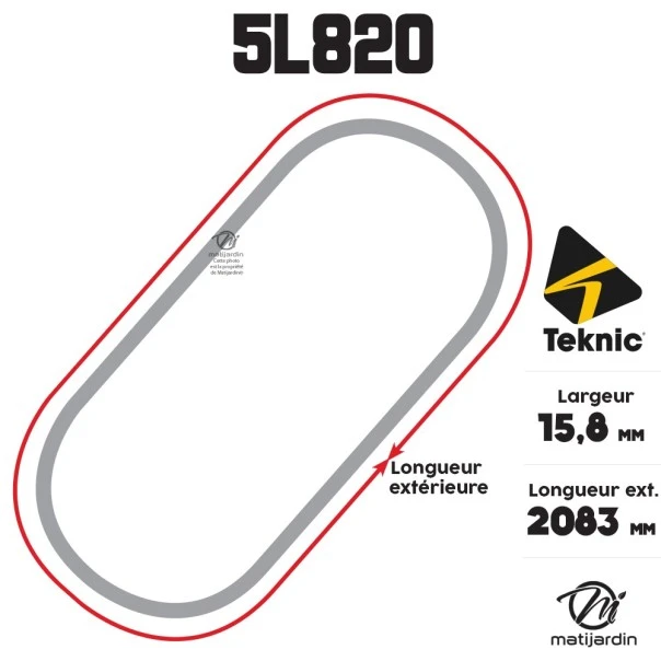 Courroie tondeuse Teknic 5L82 Kevlar Trapézoïdale - 15,8 mm x 2083 mm