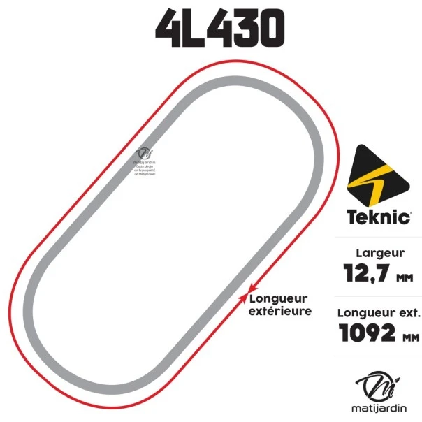 Courroie tondeuse Teknic 4L43 Kevlar Trapézoïdale - 12,7 mm x 1092 mm