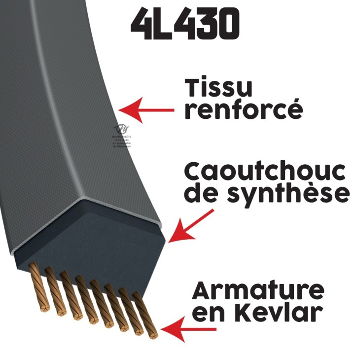 Courroie tondeuse Teknic 4L43 Kevlar Trapézoïdale - 12,7 mm x 1092 mm