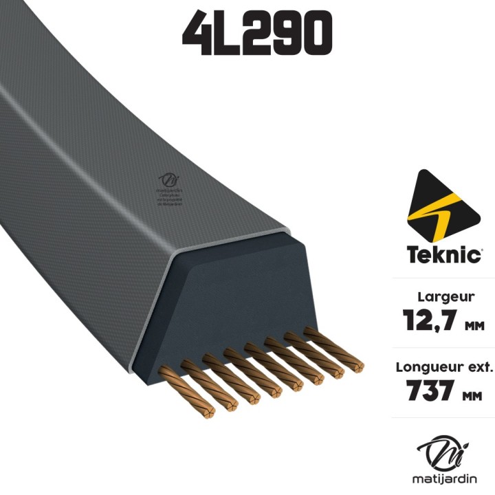 Courroie tondeuse Teknic 4L29 Kevlar Trapézoïdale - 12,7 mm x 737 mm