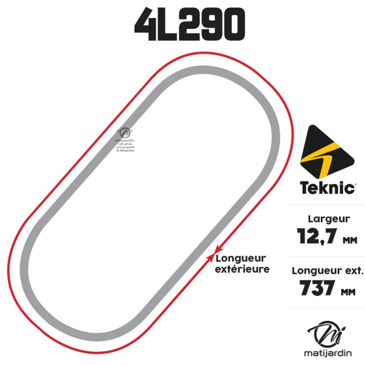 Courroie tondeuse Teknic 4L29 Kevlar Trapézoïdale - 12,7 mm x 737 mm
