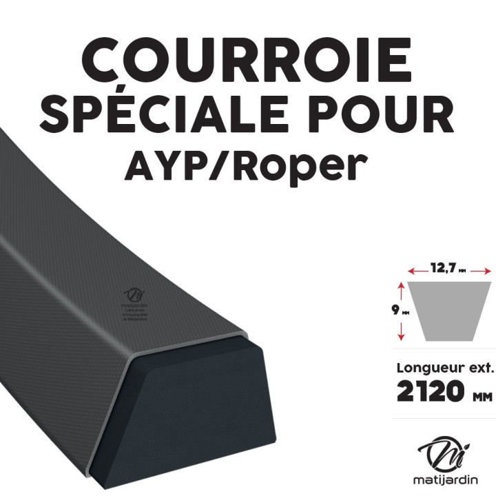 Courroie tondeuse pour AYP/Roper 137153 et 139573 - 12,7 mm x 2120 mm