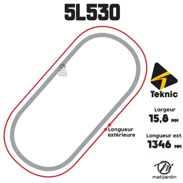 Courroie tondeuse Teknic 5L53 Kevlar Trapézoïdale - 15,8 mm x 1346 mm