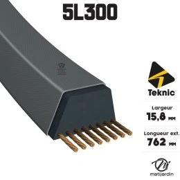Courroie tondeuse Teknic 5L30 Kevlar Trapézoïdale - 15,8 mm x 762 mm