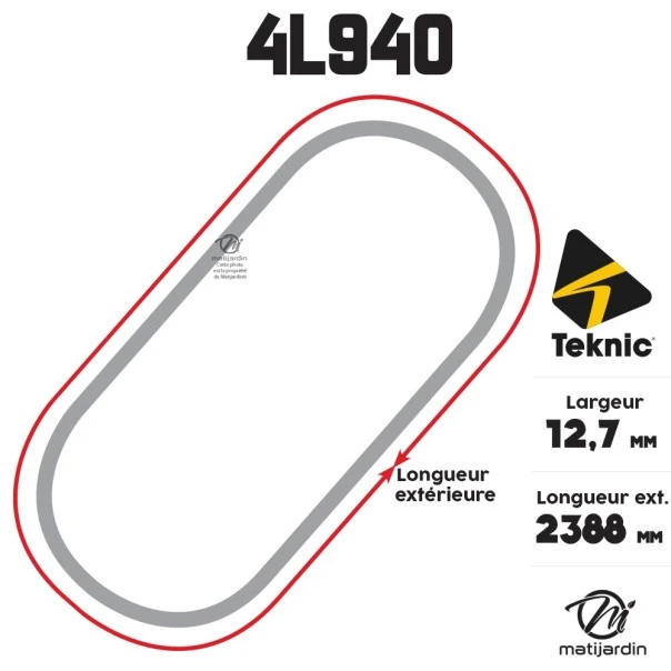 Courroie tondeuse Teknic 4L94 Kevlar Trapézoïdale - 12,7 mm x 2388 mm