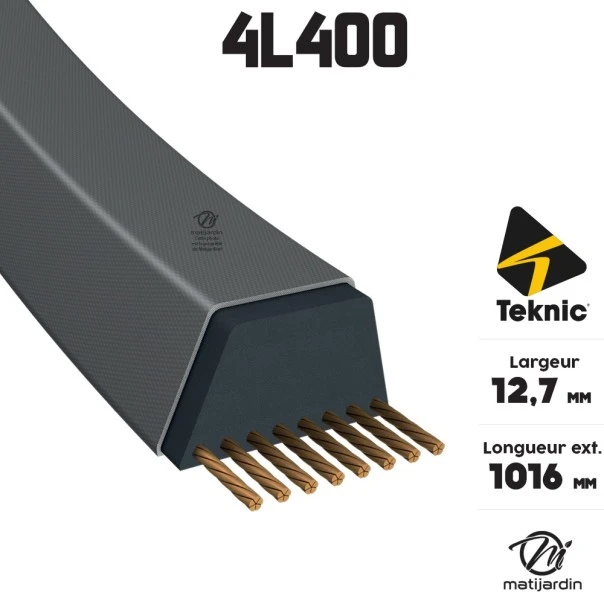 Courroie tondeuse Teknic 4L40 Kevlar Trapézoïdale - 12,7 mm x 1016 mm