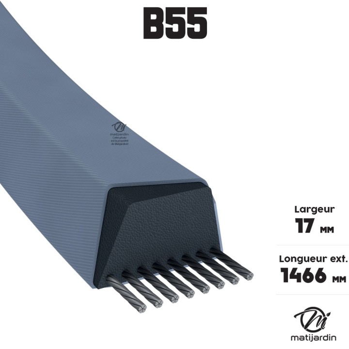 Courroie tondeuse Trapézoïdale B55 - 17 mm x 1872 mm