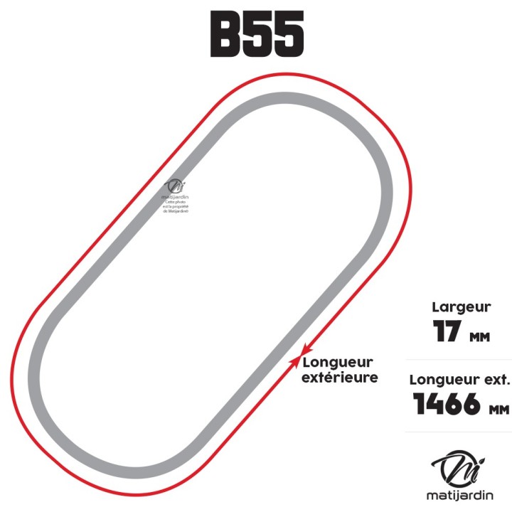 Courroie tondeuse Trapézoïdale B55 - 17 mm x 1872 mm
