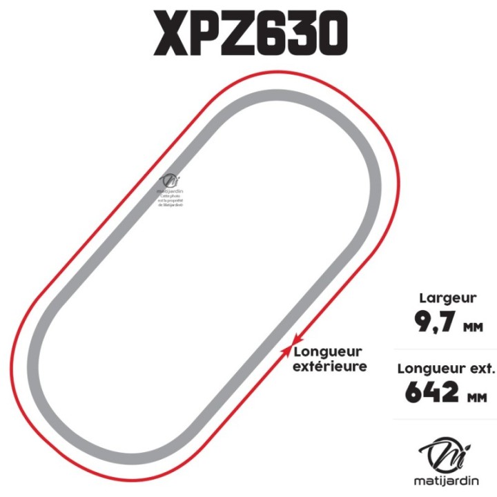 Courroie tondeuse Trapézoïdale crantée XPZ630 - 9,7 mm x 642 mm