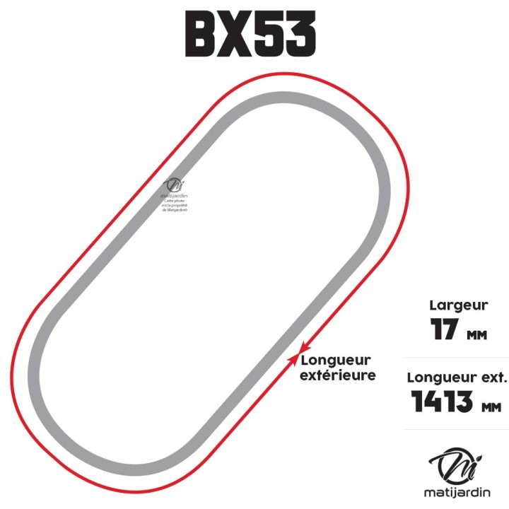 Courroie tondeuse Trapézoïdale crantée BX53 - 17 mm x 1413 mm