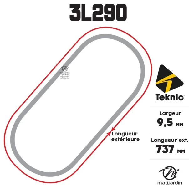 Courroie tondeuse Teknic 3L290 Kevlar Trapézoïdale - 9,5 mm x 737 mm