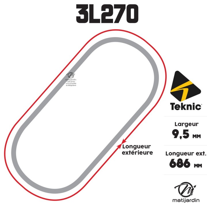 Courroie tondeuse Teknic 3L270 Kevlar Trapézoïdale - 9,5 mm x 686 mm