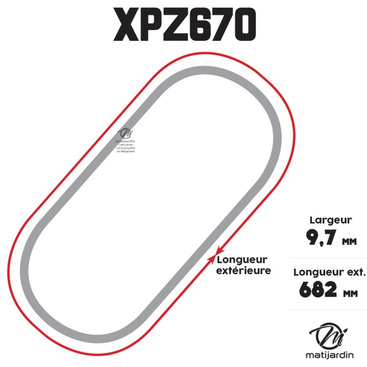 Courroie tondeuse Trapézoïdale crantée XPZ670 - 9,7 mm x 682 mm