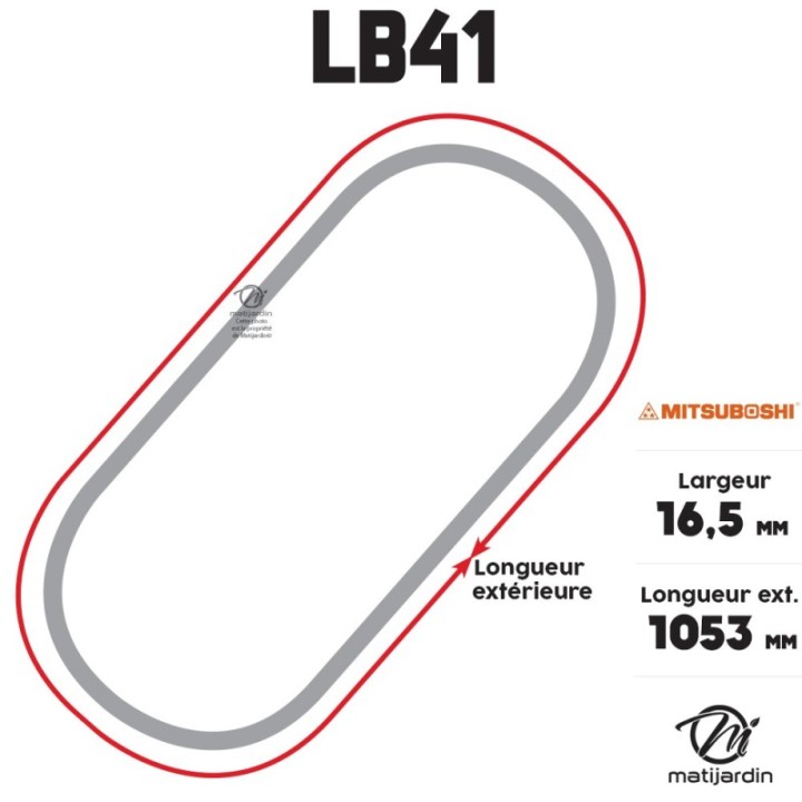 Courroie tondeuse Mitsuboshi LB41 - 16,5 mm x 1053 mm