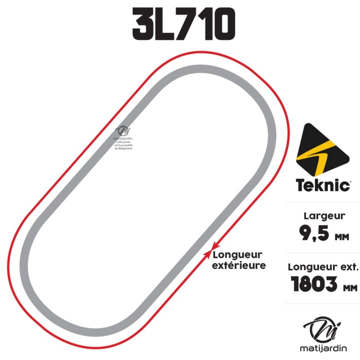 Courroie tondeuse Teknic 3L710 Kevlar Trapézoïdale - 9,5 mm x 1803 mm