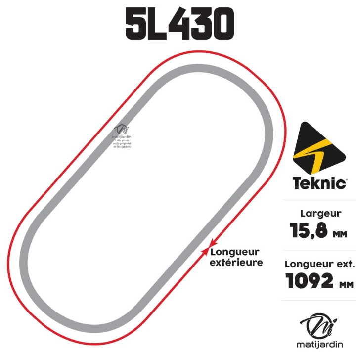 Courroie tondeuse Teknic 5L43 Kevlar Trapézoïdale - 15,8 mm x 1092 mm