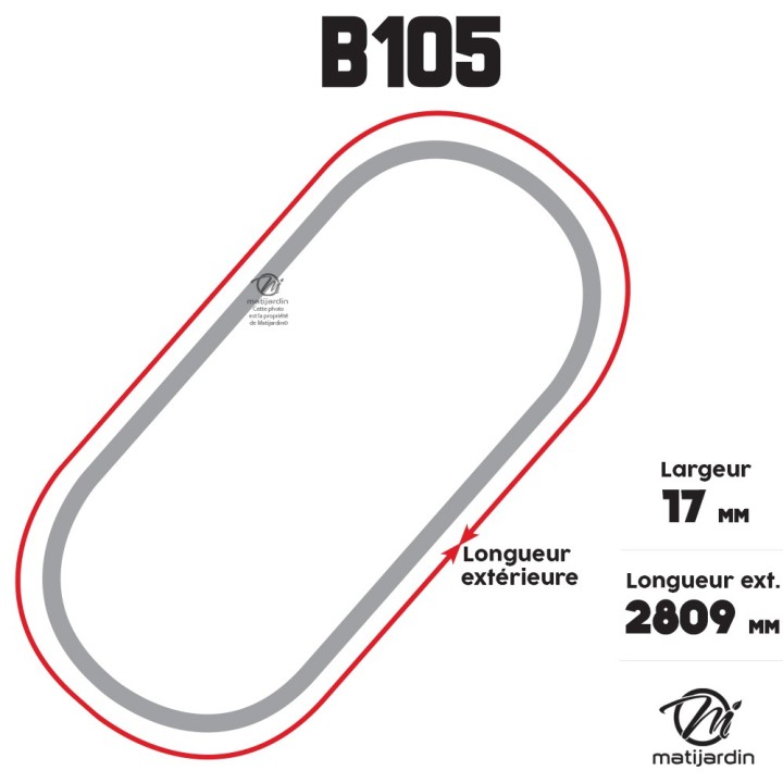 Courroie tondeuse Trapézoïdale B105 - 17 mm x 2809 mm