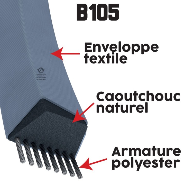 Courroie tondeuse Trapézoïdale B105 - 17 mm x 2809 mm
