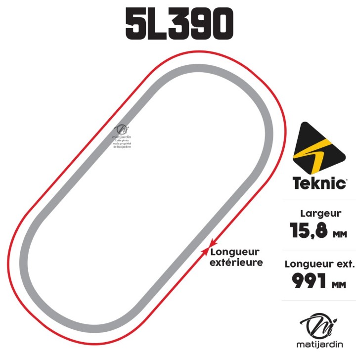 Courroie tondeuse Teknic 5L39 Kevlar Trapézoïdale - 15,8 mm x 991 mm