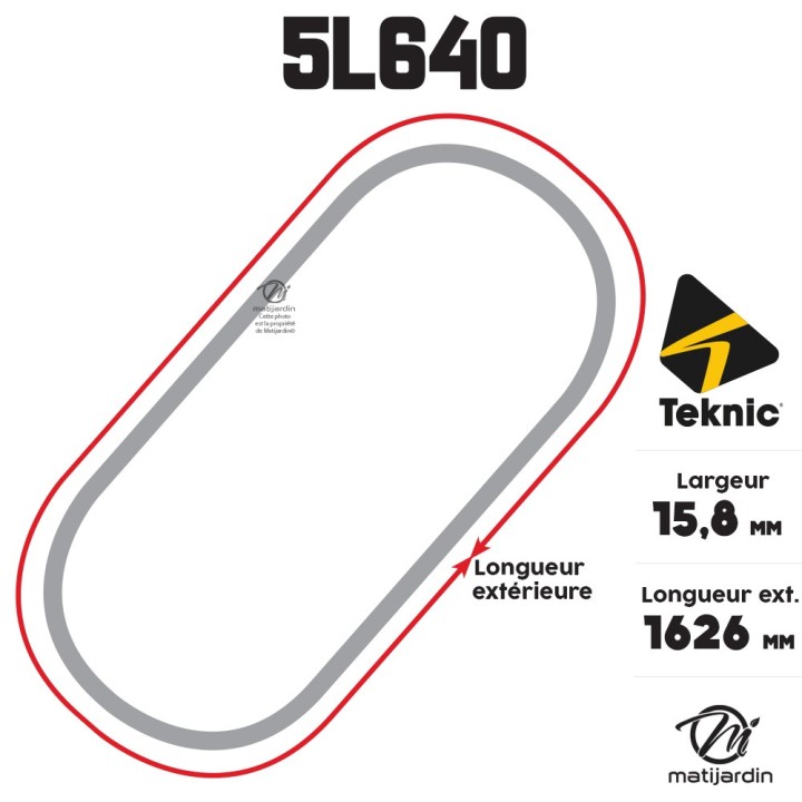Courroie tondeuse Teknic 5L64 Kevlar Trapézoïdale - 15,8 mm x 1626 mm
