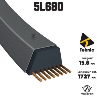 Courroie tondeuse Teknic 5L68 Kevlar Trapézoïdale - 15,8 mm x 1727 mm