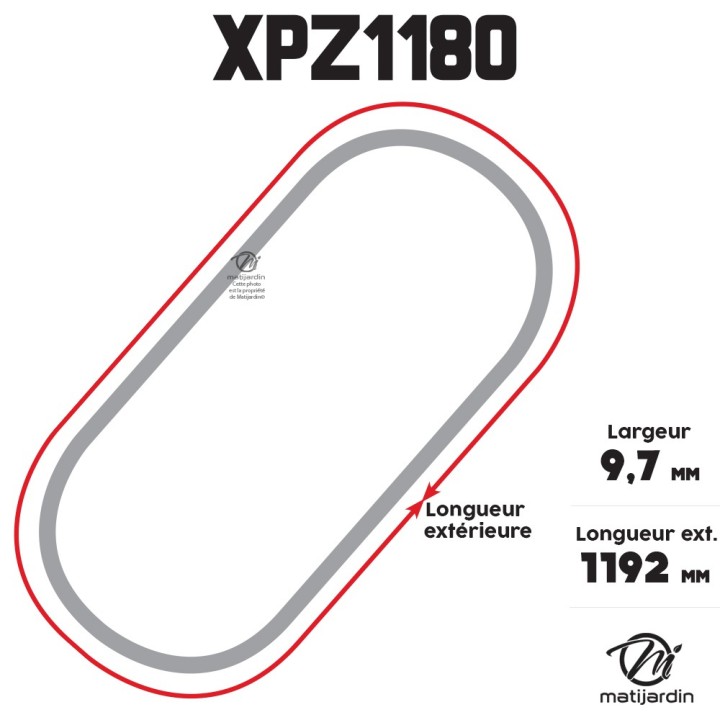 Courroie tondeuse Trapézoïdale crantée XPZ1180 - 9,7 mm x 1192 mm