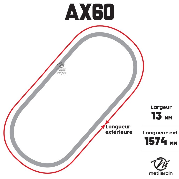 Courroie tondeuse Trapézoïdale crantée AX60 - 13 mm x 1574 mm