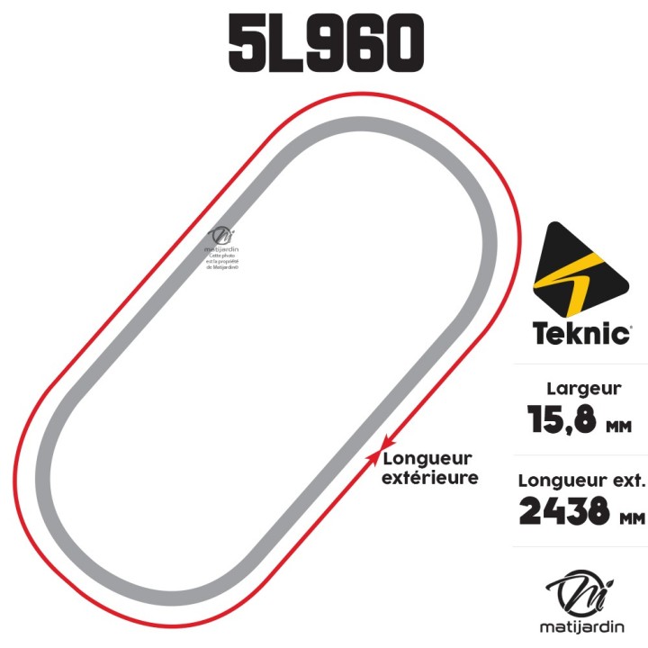 Courroie tondeuse Teknic 5L96 Kevlar Trapézoïdale - 15,8 mm x 2438 mm