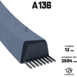 Courroie tondeuse Trapézoïdale A136 - 13 mm x 3504 mm