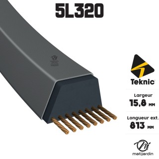 Courroie tondeuse Teknic 5L32 Kevlar Trapézoïdale - 15,8 mm x 813 mm
