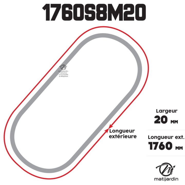 Courroie tondeuse Simple Denture 1760 -8M20 - Larg : 20 mm x 1760 mm