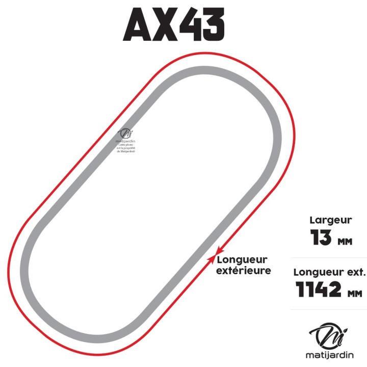 Courroie tondeuse Trapézoïdale crantée AX43 - 13 mm x 1142 mm