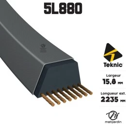 Courroie tondeuse Teknic 5L88 Kevlar Trapézoïdale - 15,8 mm x 2235 mm