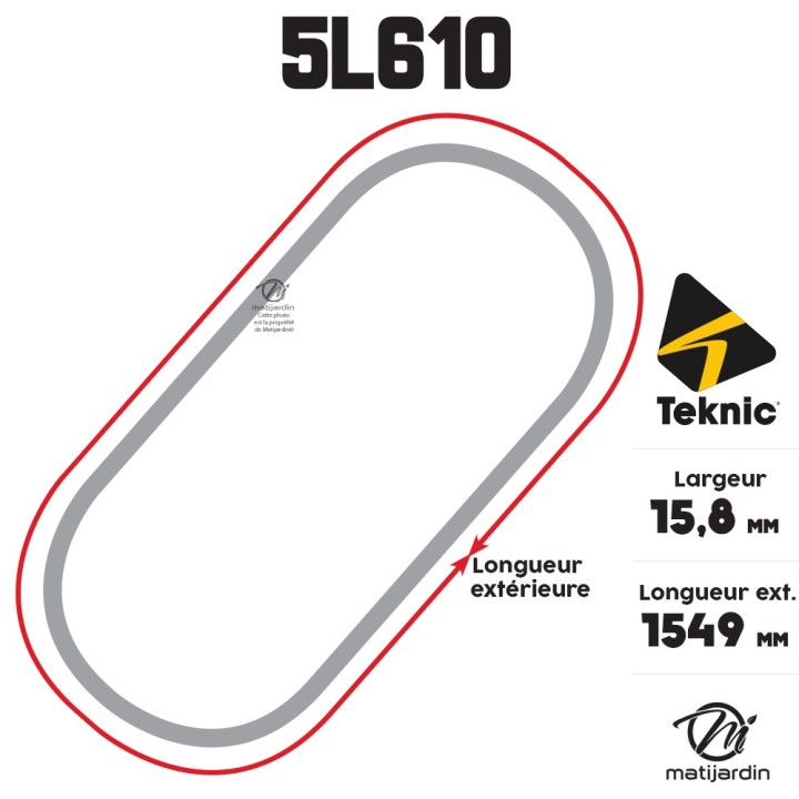 Courroie tondeuse Teknic 5L61 Kevlar Trapézoïdale - 15,8 mm x 1549 mm