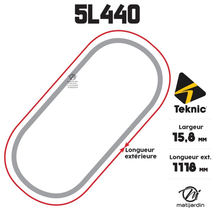 Courroie tondeuse Teknic 5L44 Kevlar Trapézoïdale - 15,8 mm x 1118 mm